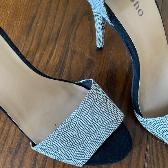 Zigisoho heeled black and white sandals with ankle strap - Picture 3 of 6